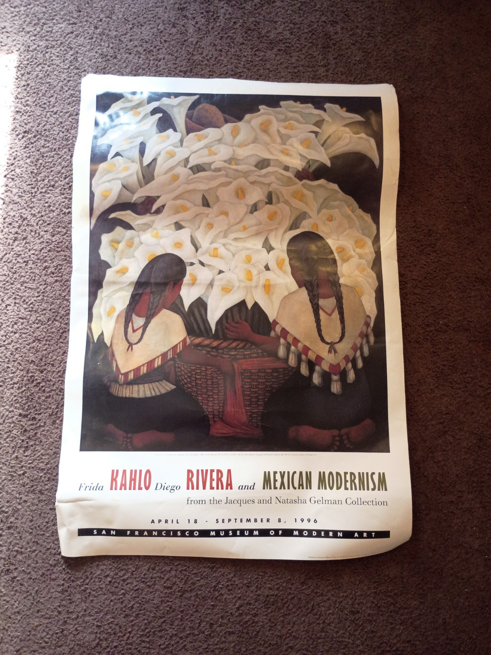 Frida Kahlo Diego Rivera 1996 SFMOMA Exhibition Poster Mexican Modernism Vintage